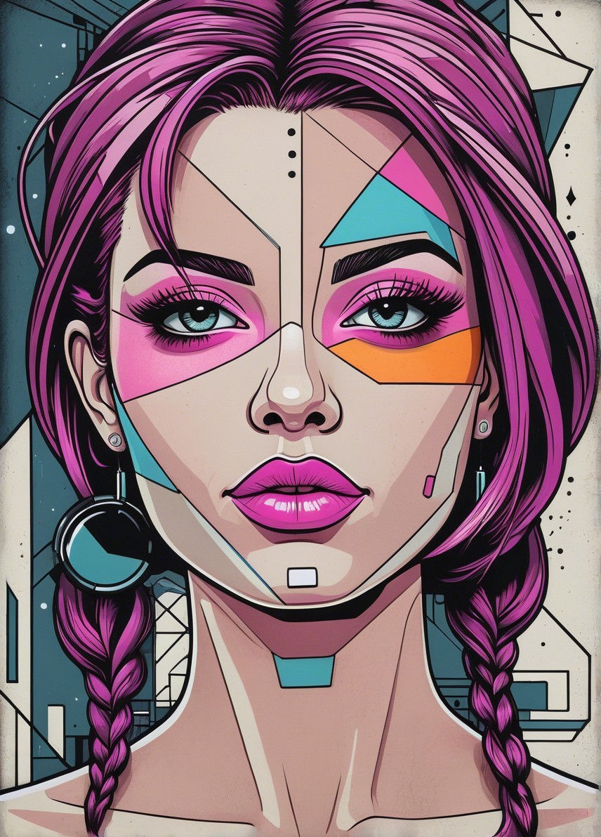 Stylized portrait of a woman with vibrant colors