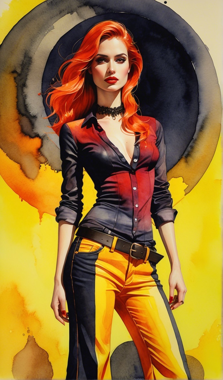 Confident Woman in Bold Fashion and Dynamic Colors