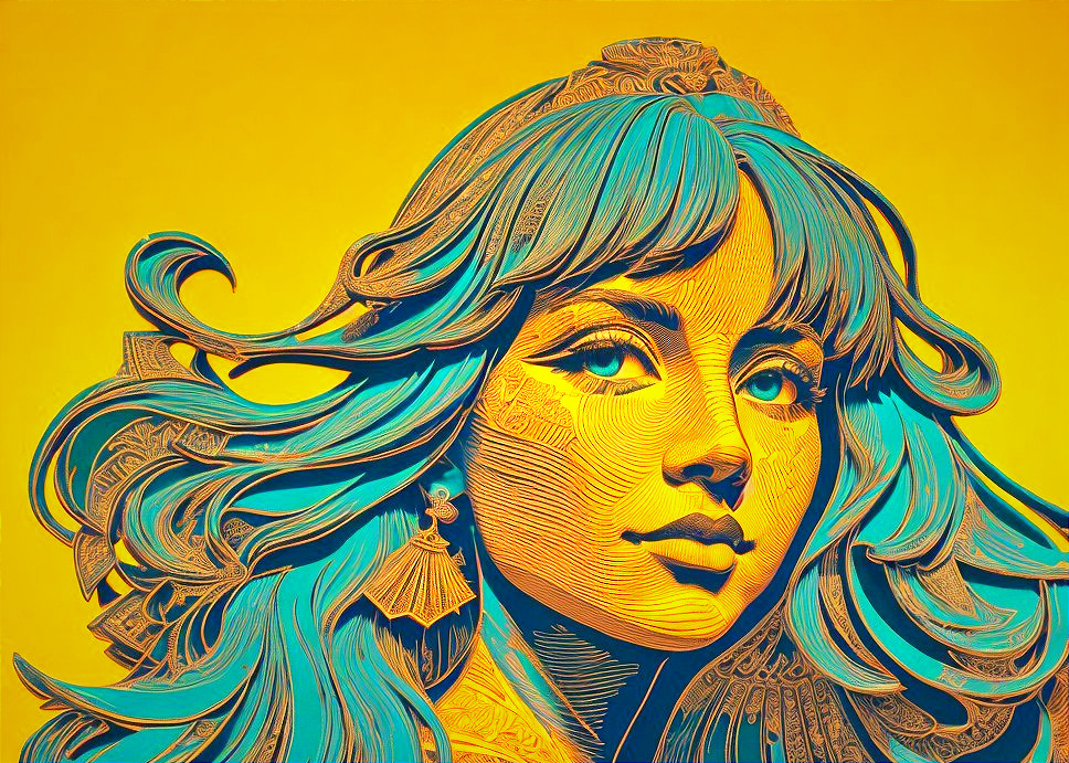 Portrait of a Woman with Vibrant Background and Details