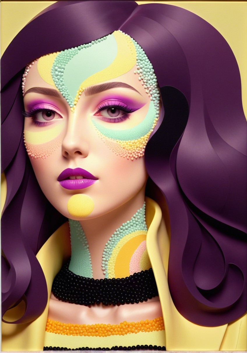 Portrait of a woman with vibrant, stylized makeup