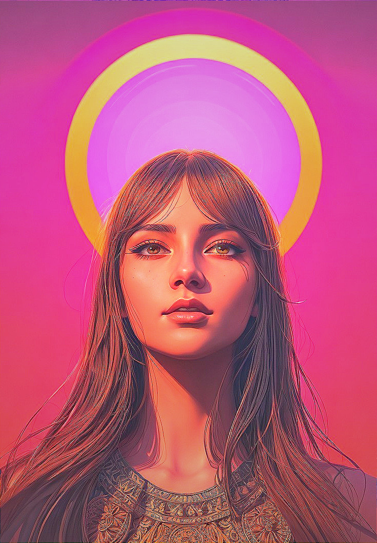 Serene Portrait of a Young Woman with Ethereal Colors