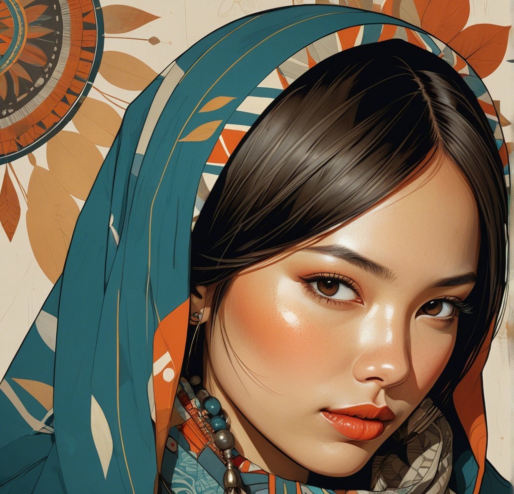 Portrait of a Young Woman in Vibrant Headscarf
