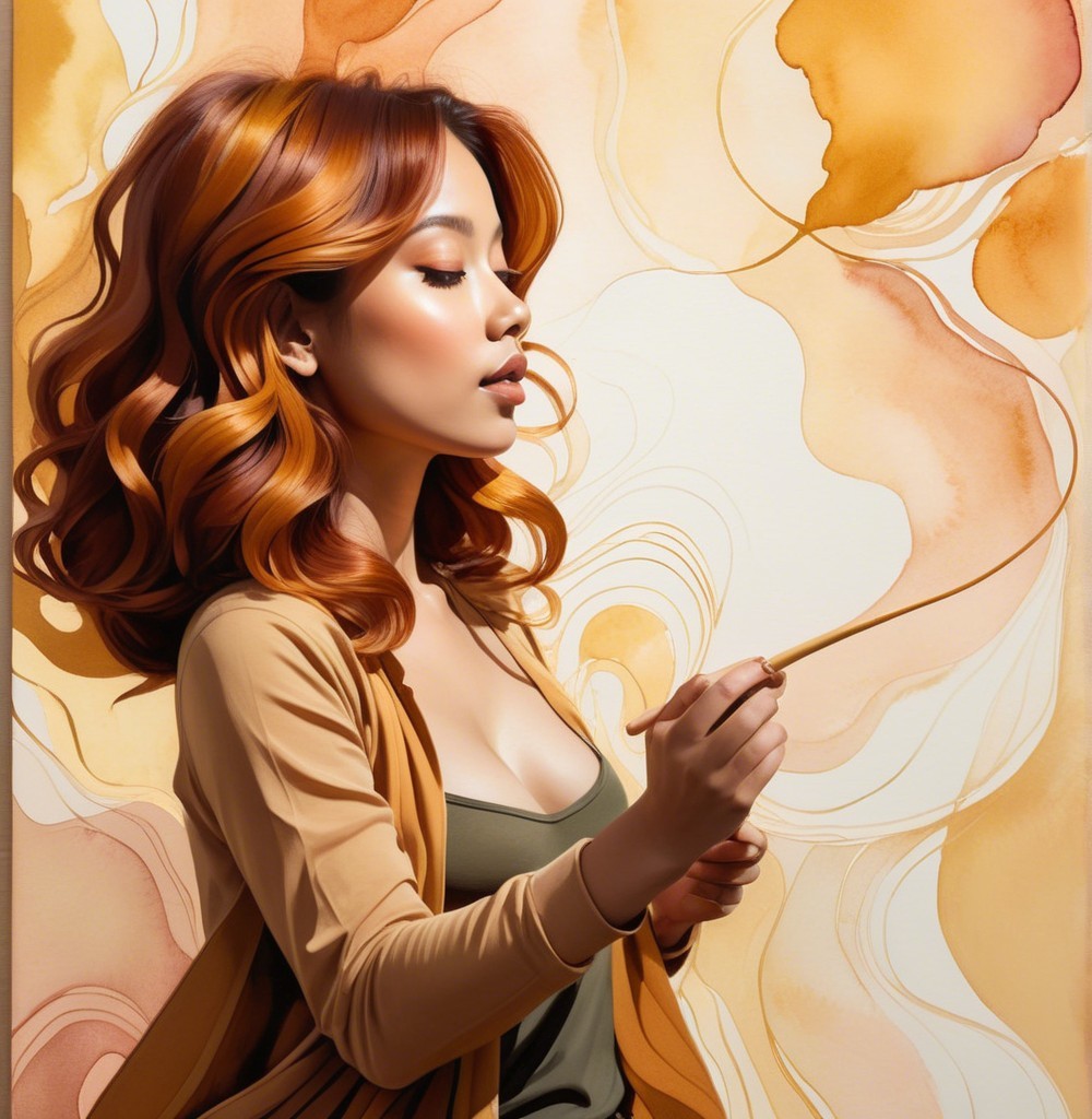 Young woman with auburn hair in artistic setting