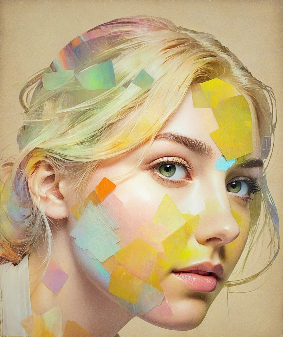 Close-Up of Young Woman with Colorful Face Art