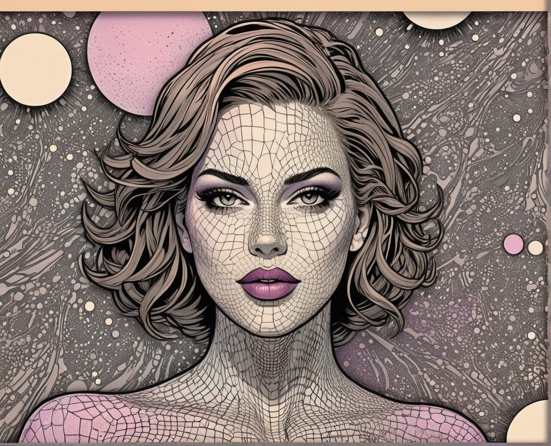 Stylized portrait of a woman with geometric patterns