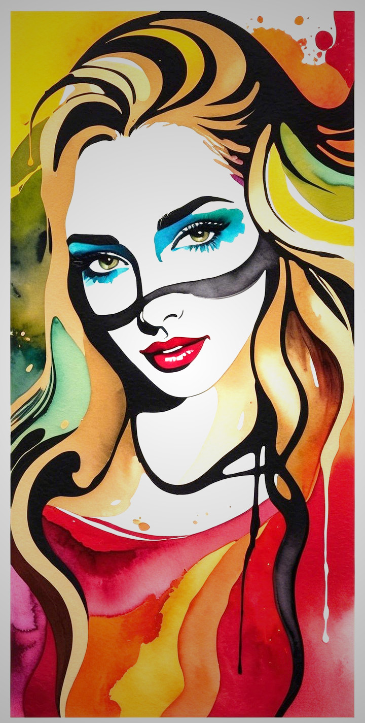 Vibrant Abstract Portrait of a Woman with Colorful Background