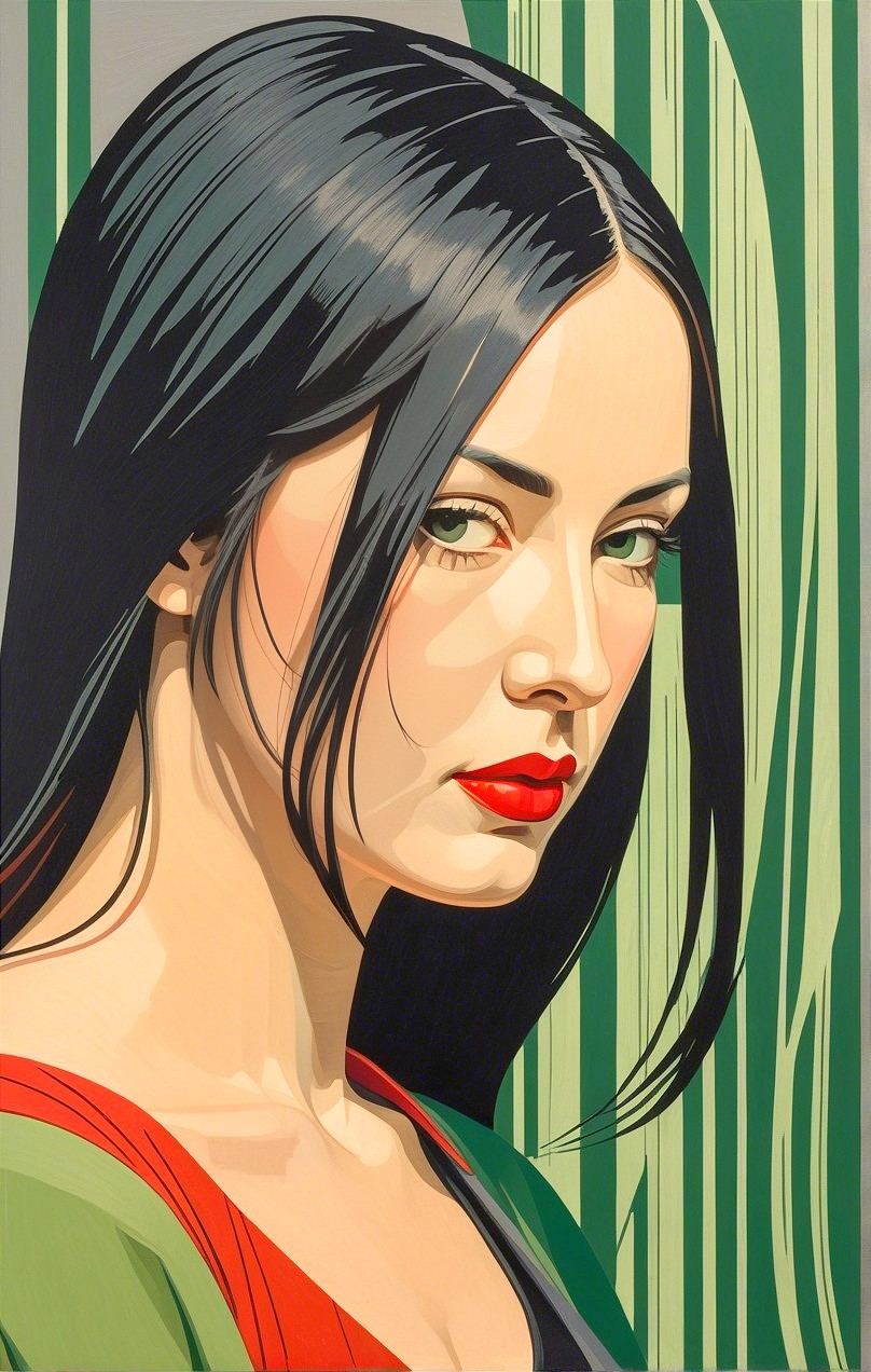 Digitally Rendered Portrait of a Woman with Green Eyes