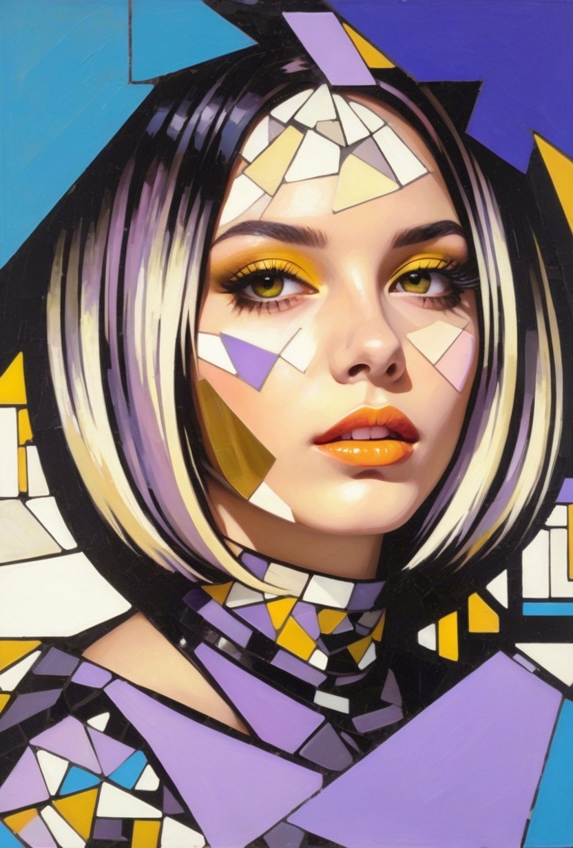 Abstract Portrait of Young Woman with Bold Colors