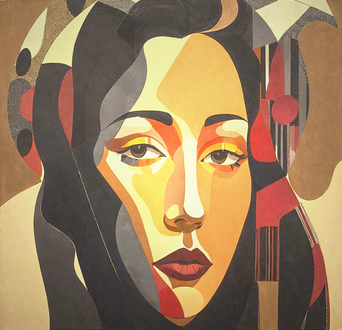 Stylized Portrait of a Woman with Geometric Shapes
