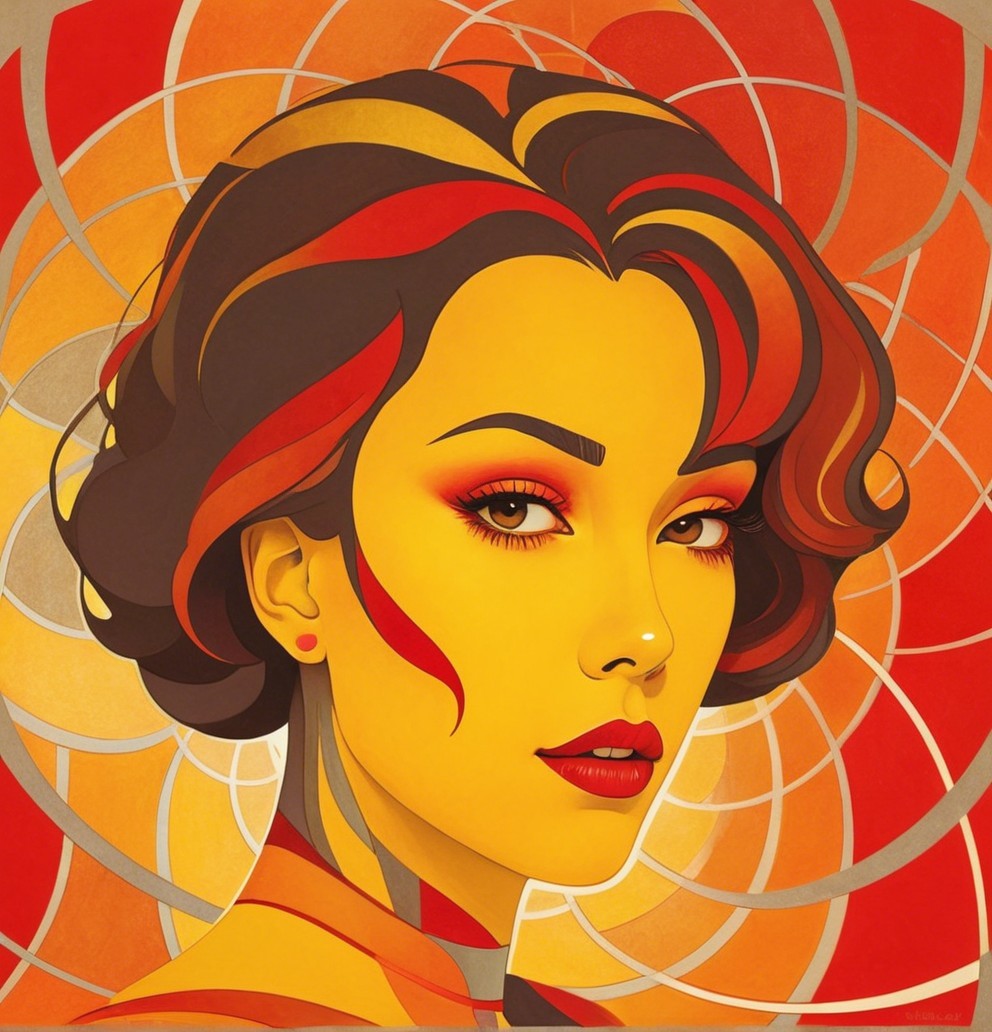 Portrait of a woman with vibrant features and colors