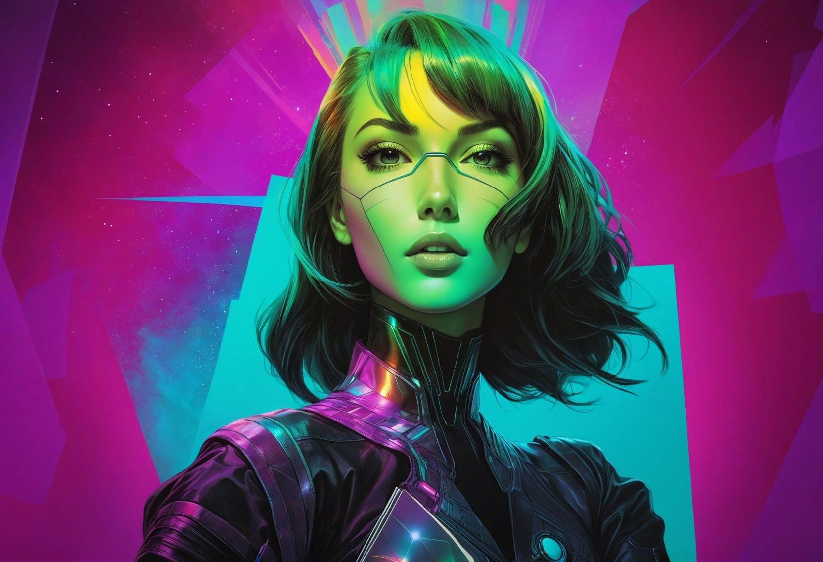 Cyberpunk AI Art Portrait of Woman in Futuristic Armor