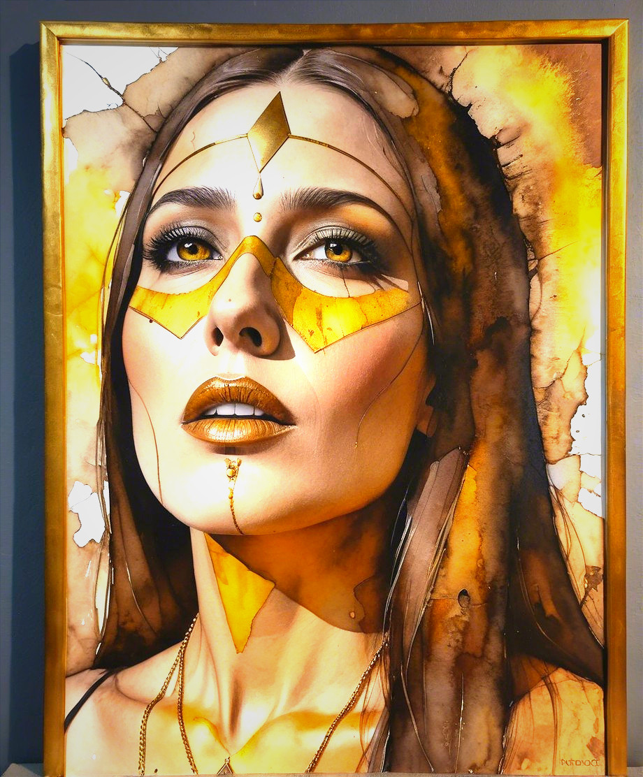 Portrait of a Woman with Gold Leaf and Warm Background