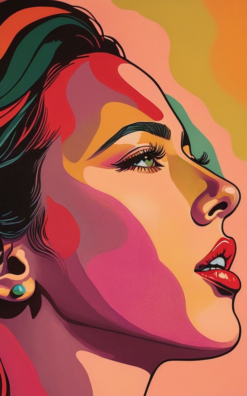 Stylized Profile of a Woman in Bold Colors