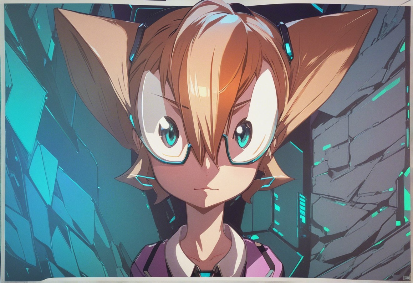 Anime-Style Portrait of a Girl with Glasses and Ears