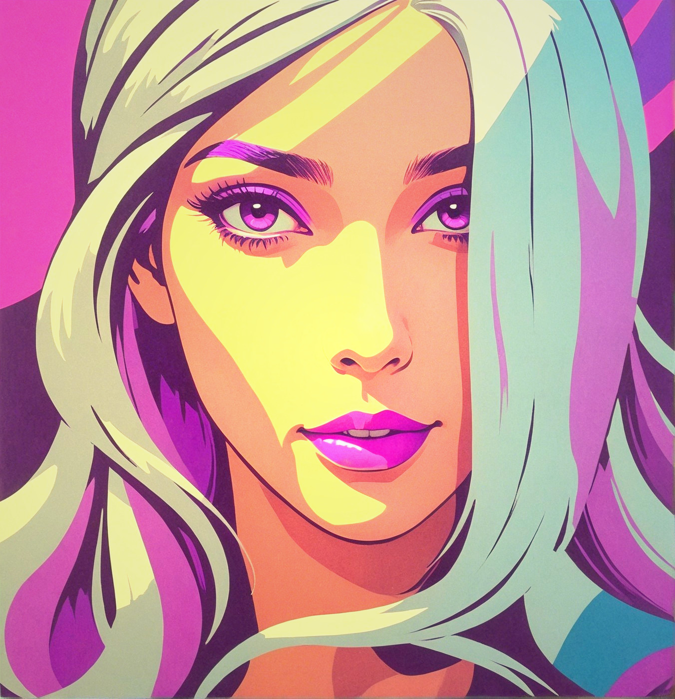 Pop Art Portrait of a Woman with Vibrant Colors