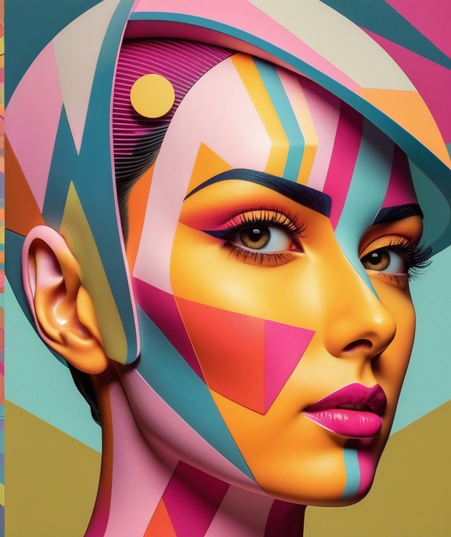 Vibrant Portrait of a Woman with Geometric Patterns