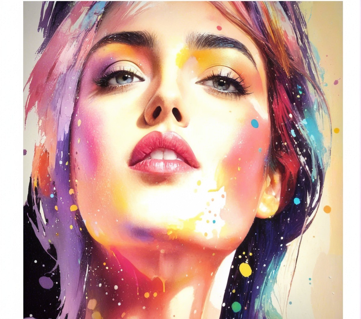 Vibrant portrait of a young woman with colorful background
