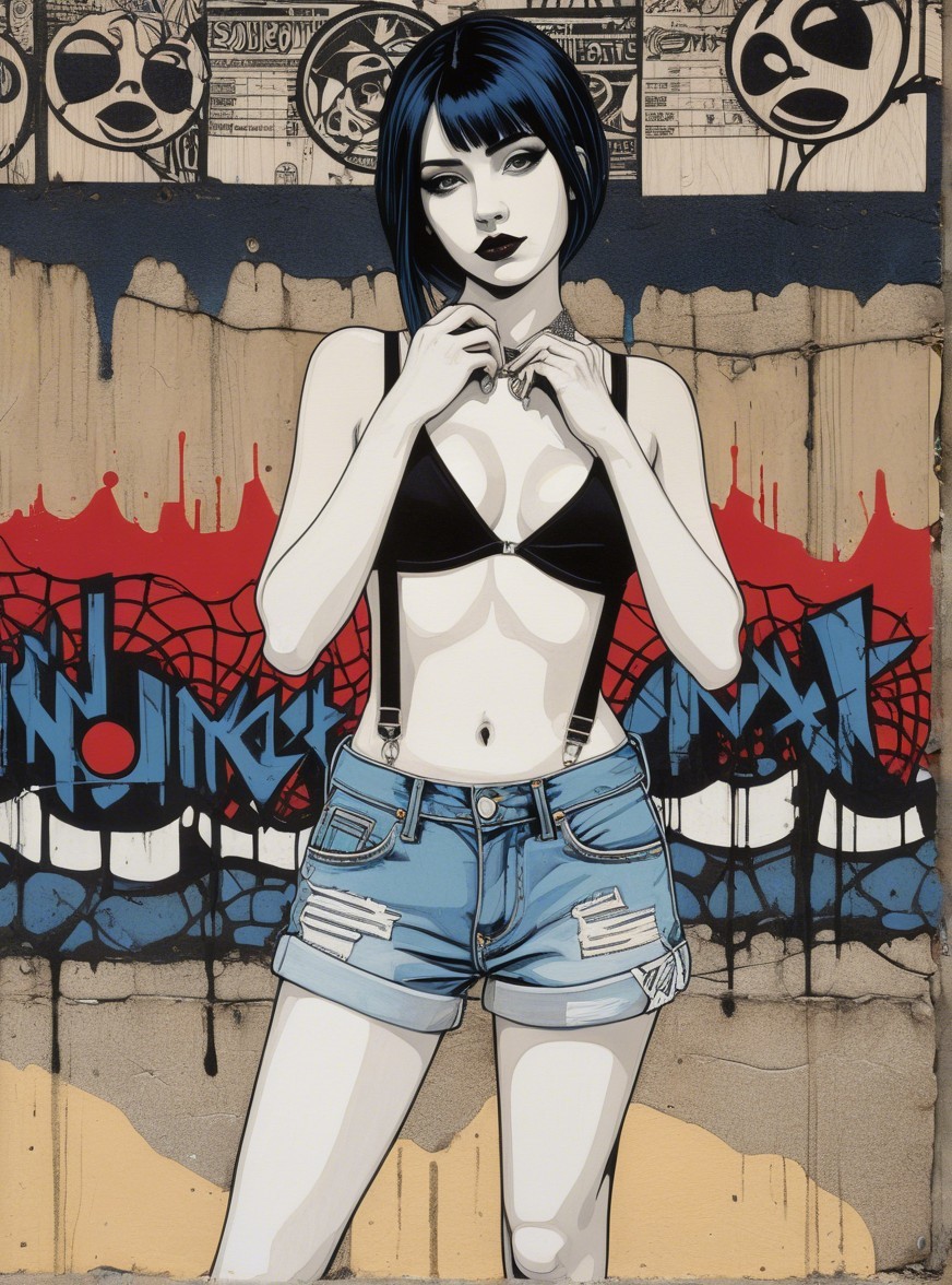 Urban Artwork of Confident Woman in Graffiti Setting