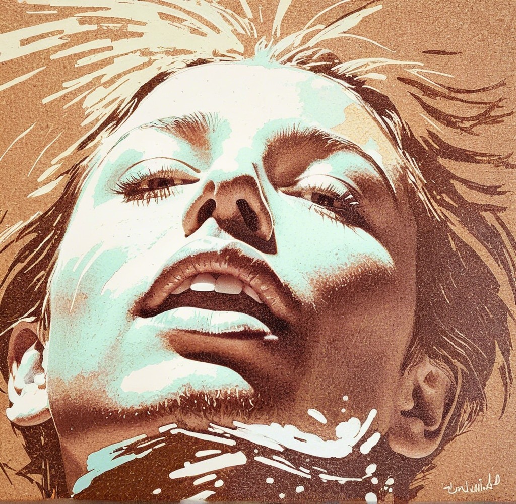 Close-up of a serene woman's face with glowing skin