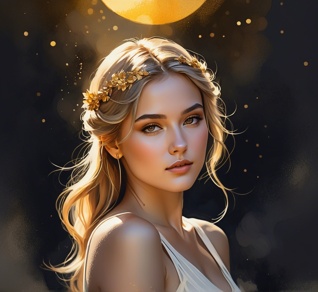 Portrait of a Young Woman with Golden Flowers