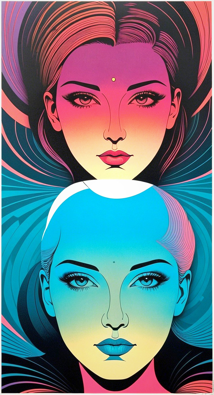 Stylized Female Faces in Warm and Cool Tones