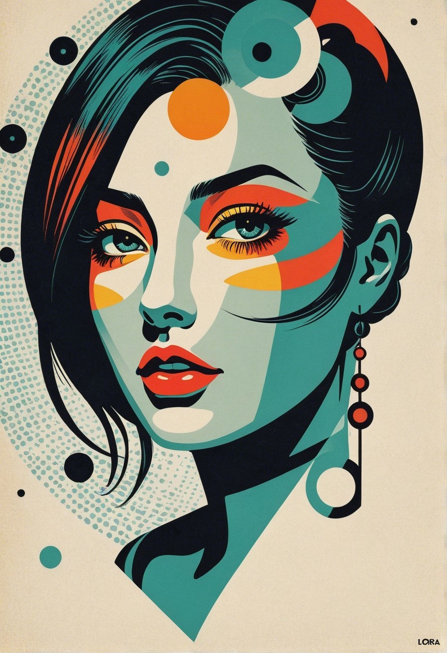 Vibrant Pop-Art Style Portrait of a Woman with Bold Colors