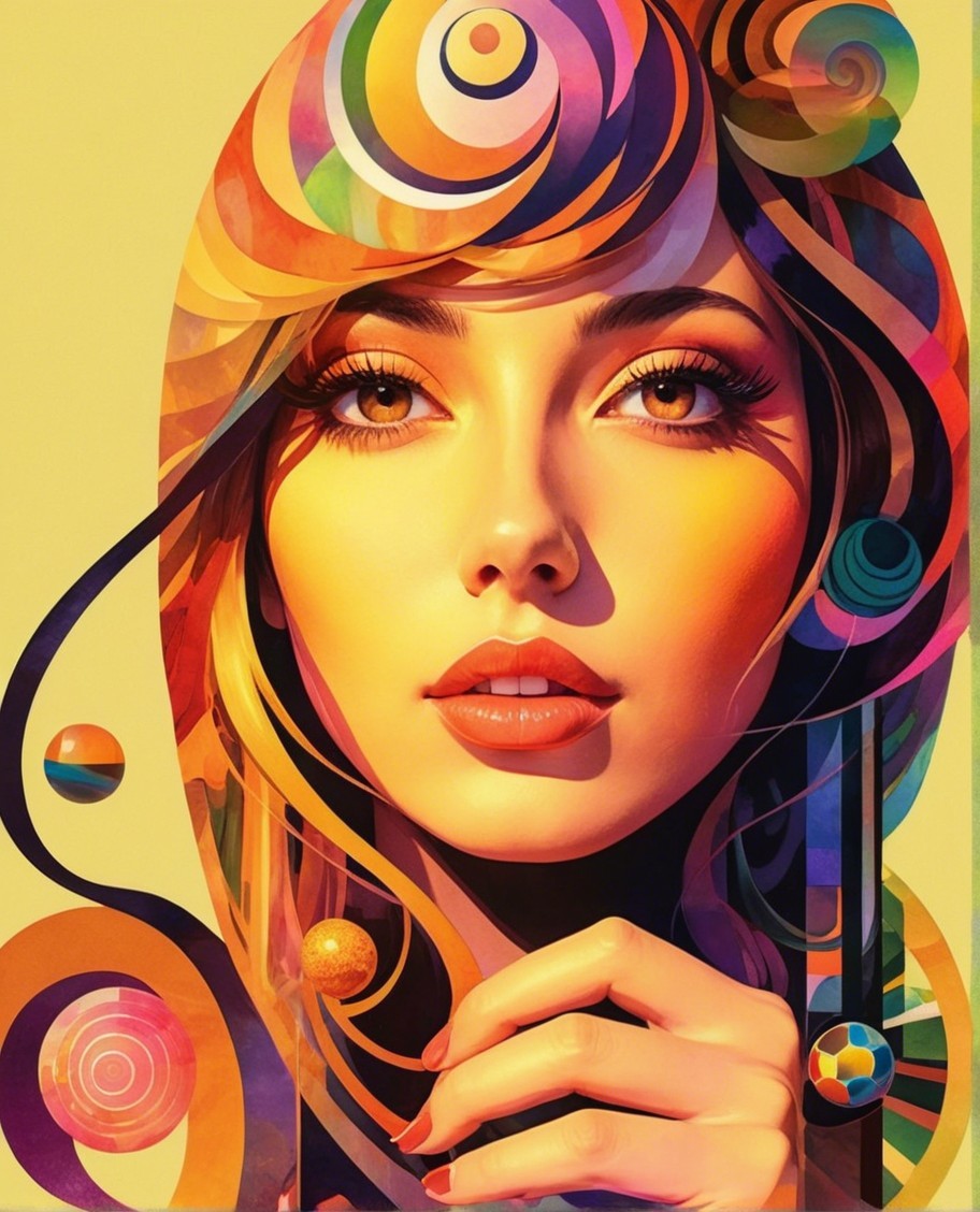 Vibrant Abstract Portrait of a Woman with Patterns