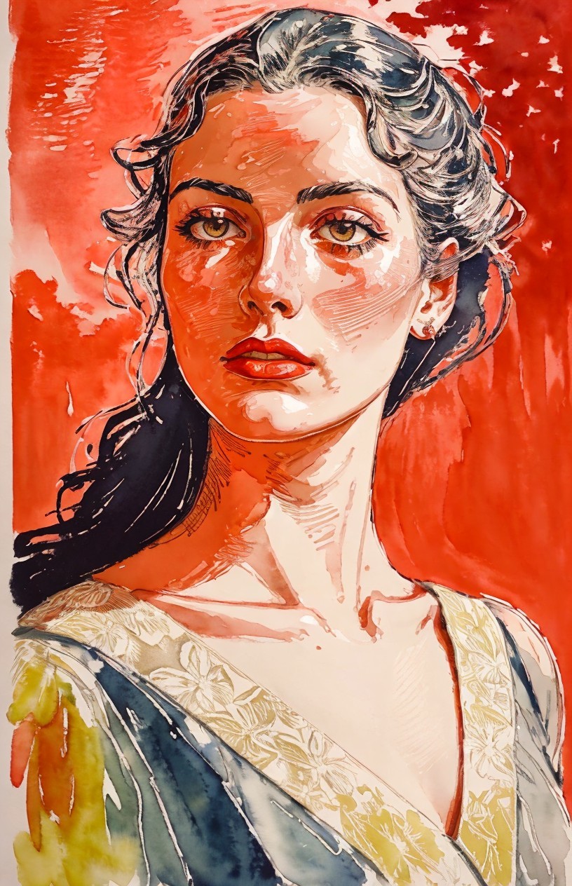 Portrait of a Young Woman with Elegant Attire