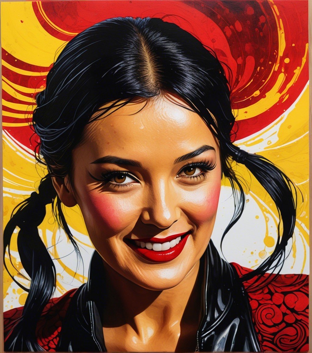 Vibrant Portrait of Young Woman with Pigtails