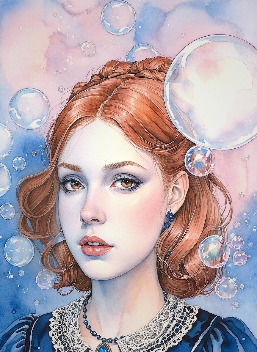 Portrait of a Young Woman with Soft Auburn Hair