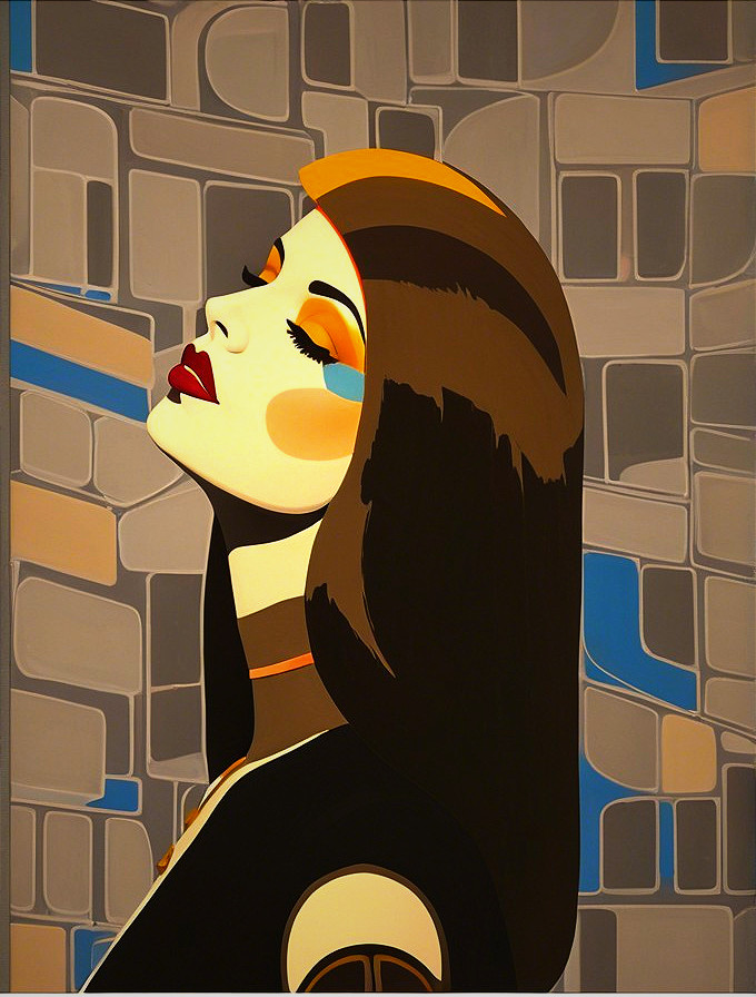 Stylized profile portrait of a woman with vibrant makeup
