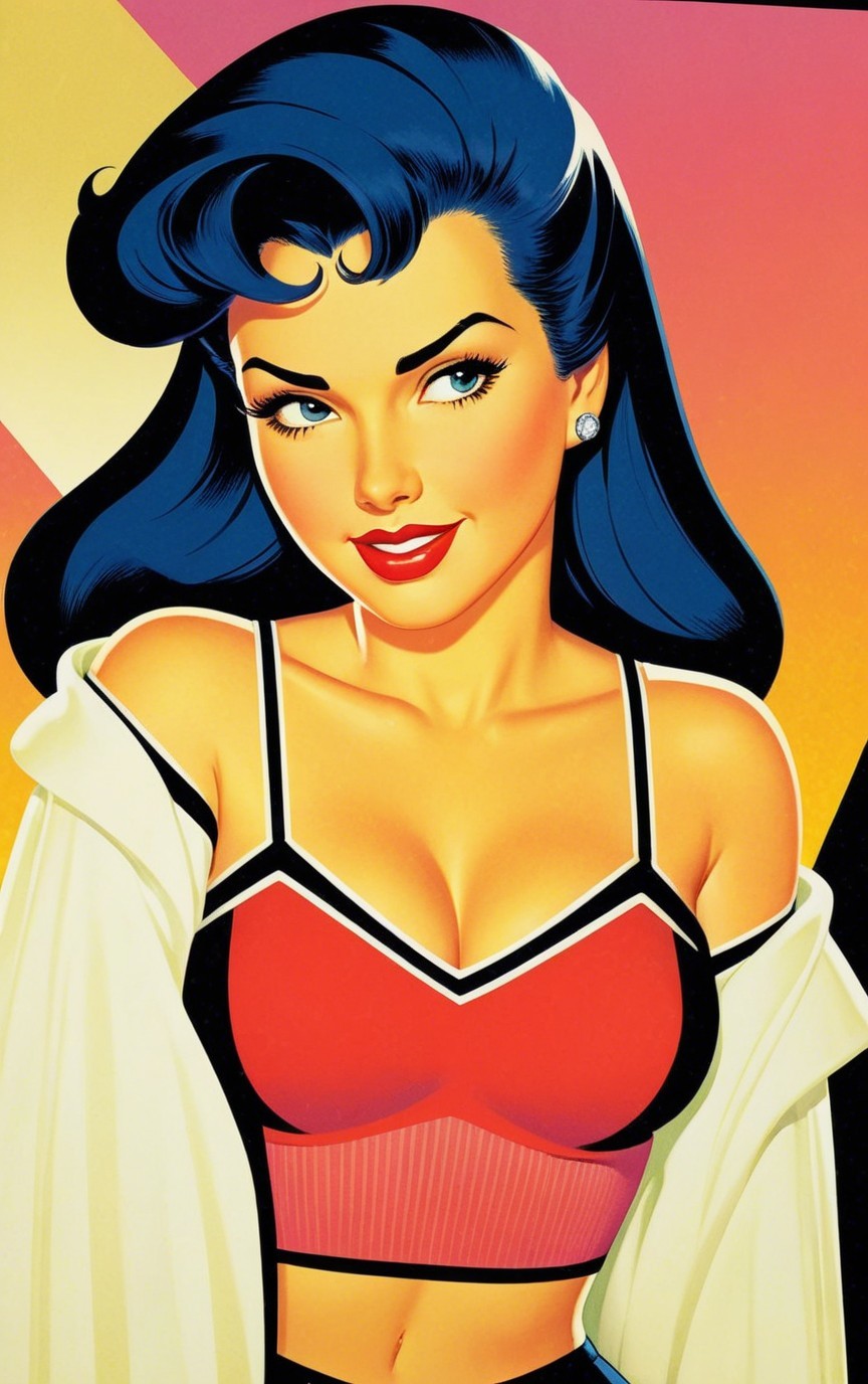 Glamorous Woman in Retro Style with Bold Colors
