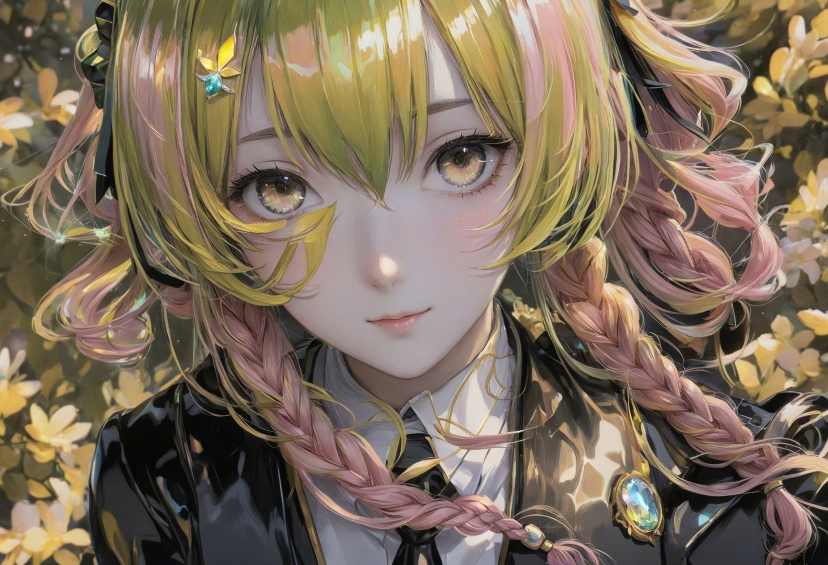 Detailed Digital Painting of an Anime Girl with Flowers