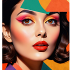 Portrait of a Young Woman with Bold Makeup and Colors