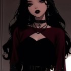 Confident Figure in Sleek Black Outfit and Bold Makeup
