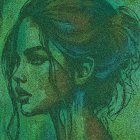 Profile Portrait of a Woman with Green Highlights