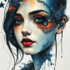 Vibrant Pop-Art Style Portrait of a Woman with Bold Colors