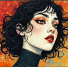 Vibrant Portrait of a Woman with Geometric Patterns