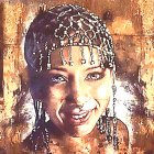 Vibrant Portrait of Young Woman with Pigtails