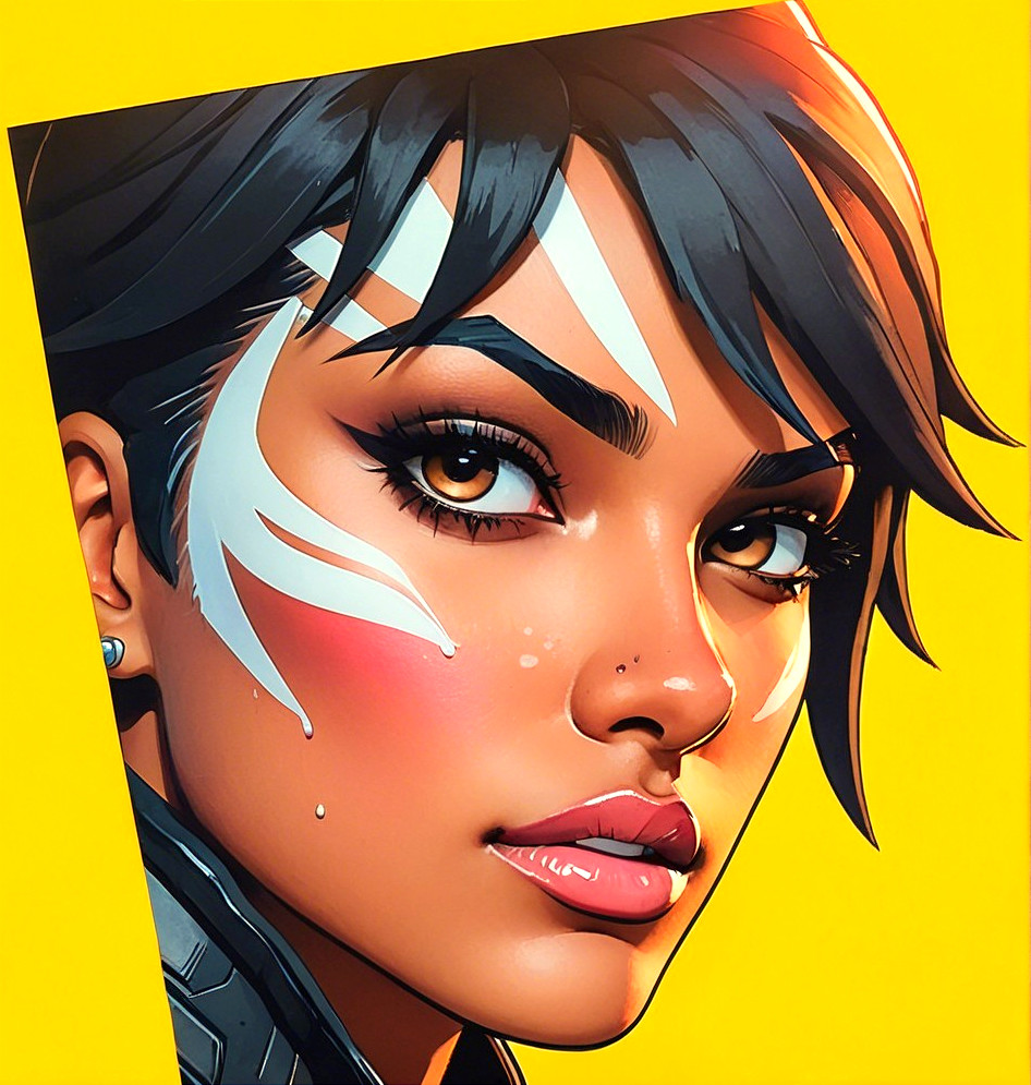Digital Portrait of Confident Character with Bold Markings