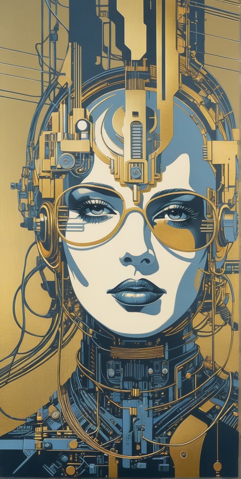 Futuristic Female Figure with Mechanical Design Elements