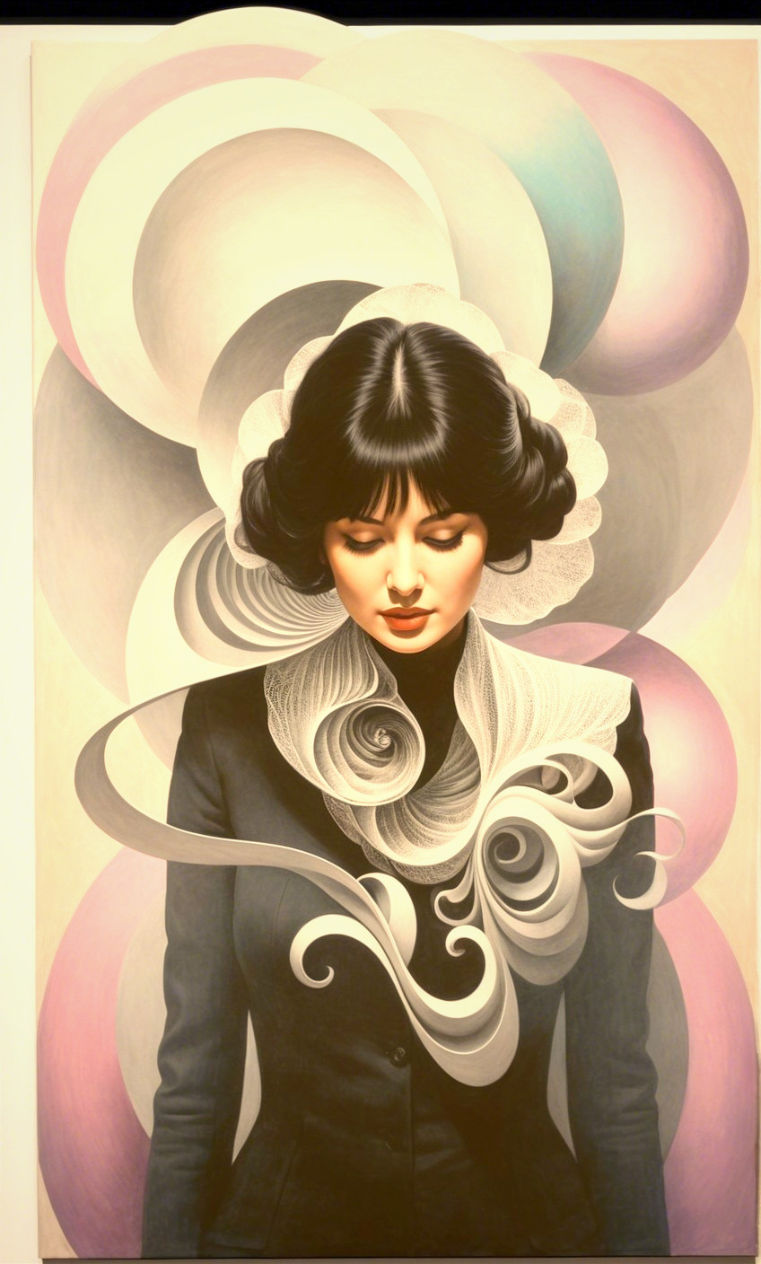 Portrait of a Woman in Black Suit with Abstract Background