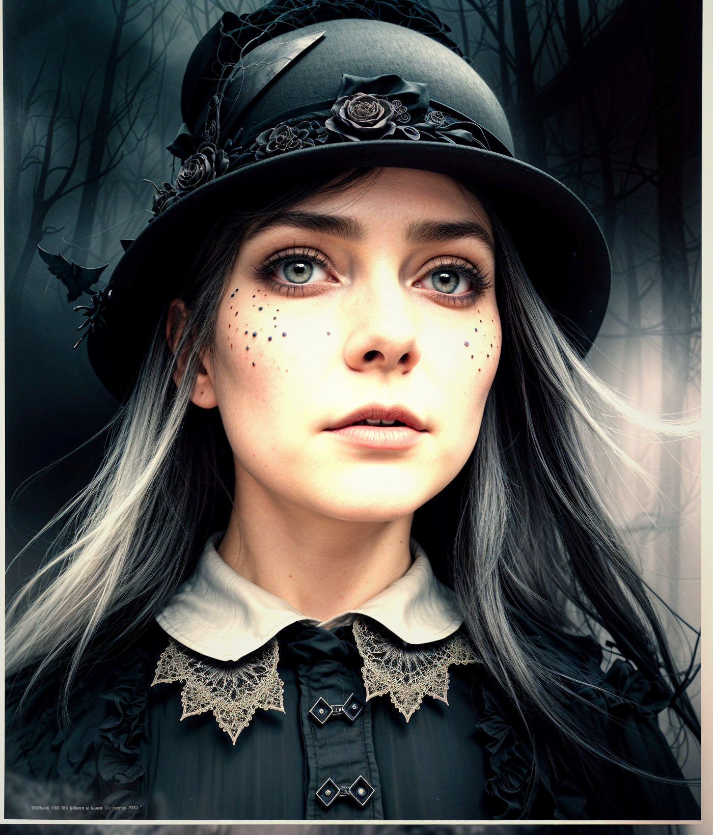 Portrait of a Young Woman in Vintage Gothic Attire