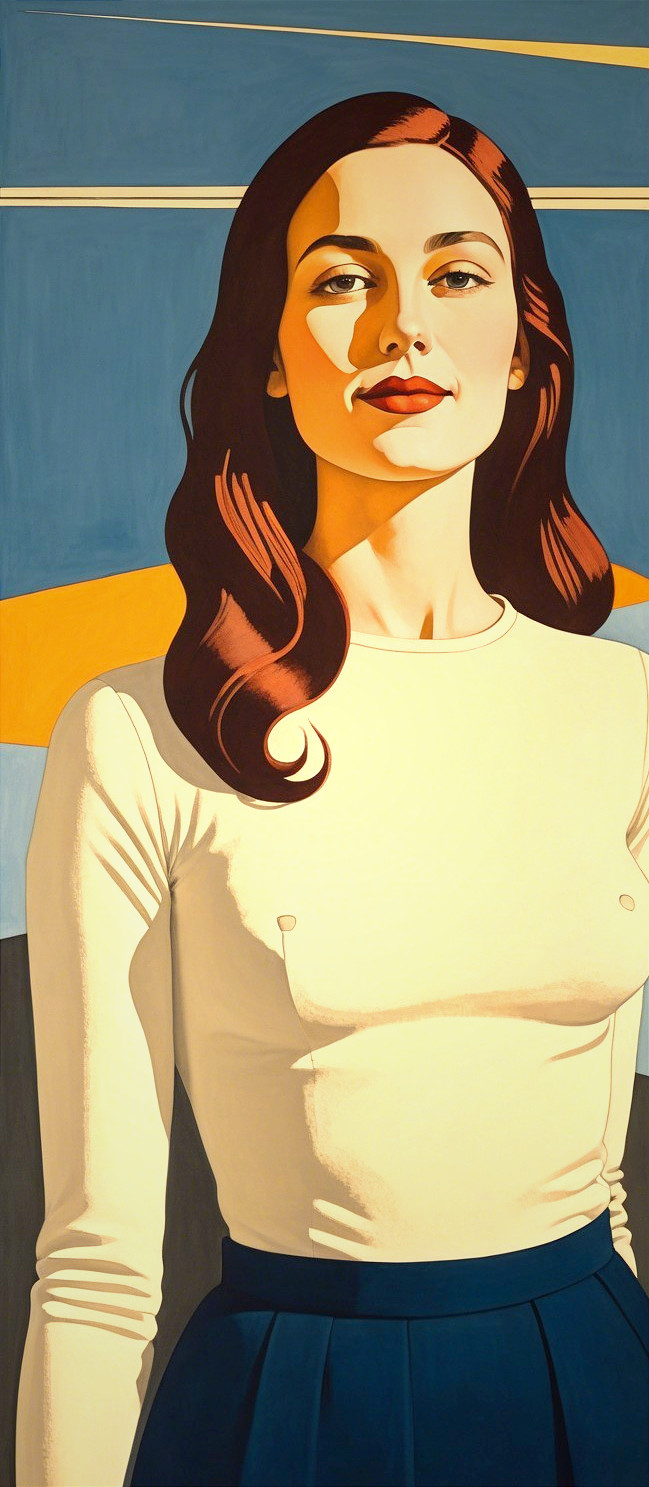 Portrait of a Woman in Modern Geometric Background