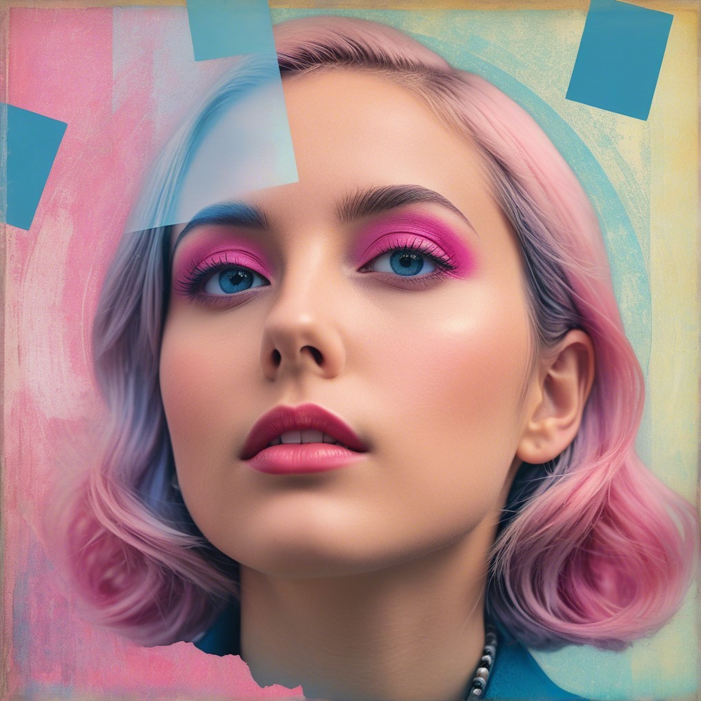 Close-Up Portrait of a Woman with Pink Bob Haircut