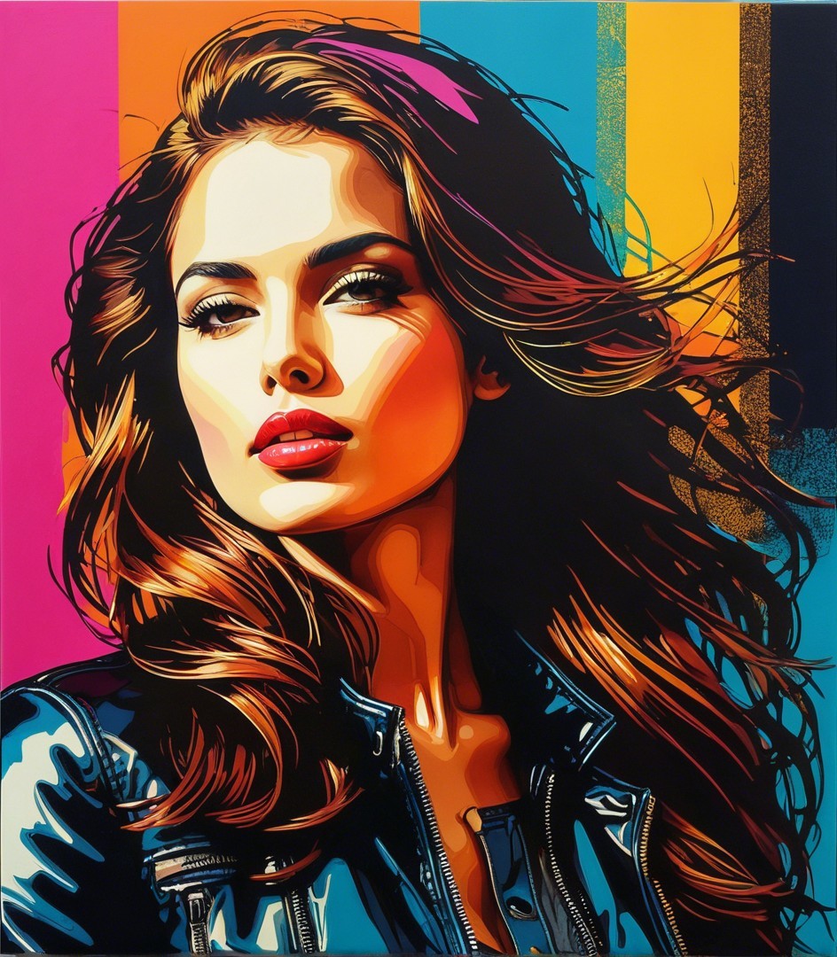 Vibrant Portrait of Confident Woman in Leather Jacket