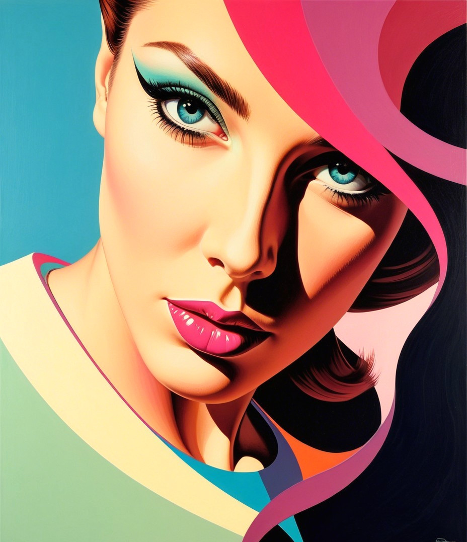 Stylized portrait of a woman with bold makeup