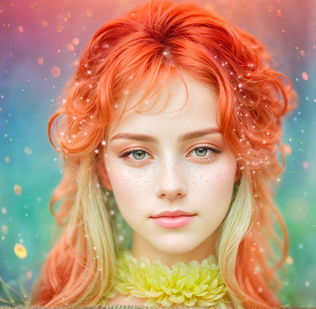 Close-up Portrait of Woman with Orange Hair and Freckles