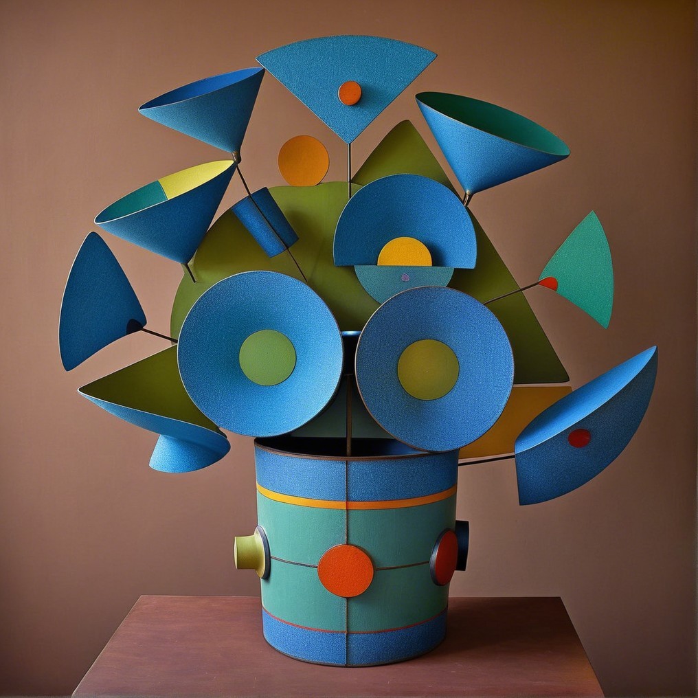 Vibrant Abstract Vase with Geometric Shapes and Colors