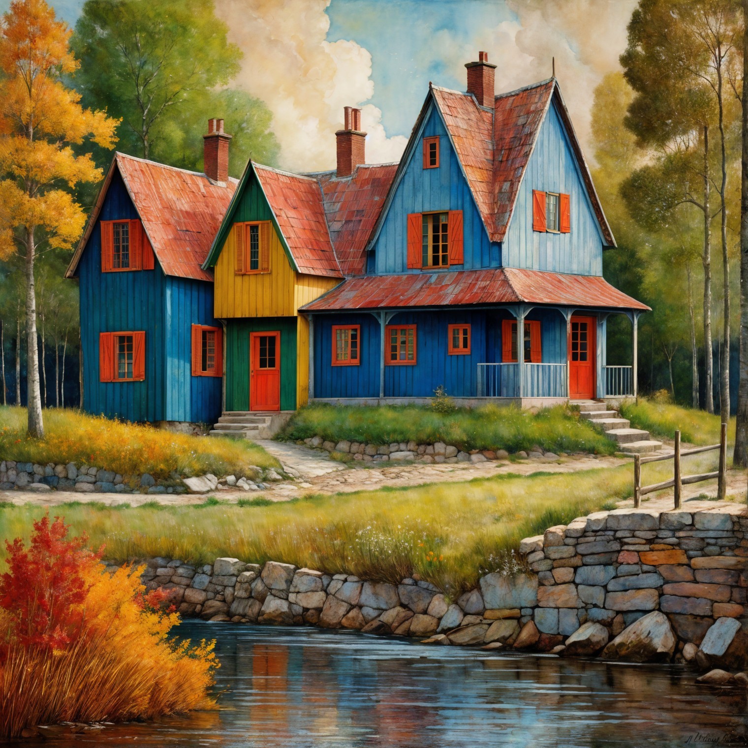 Colorful Houses Surrounded by Autumn Foliage